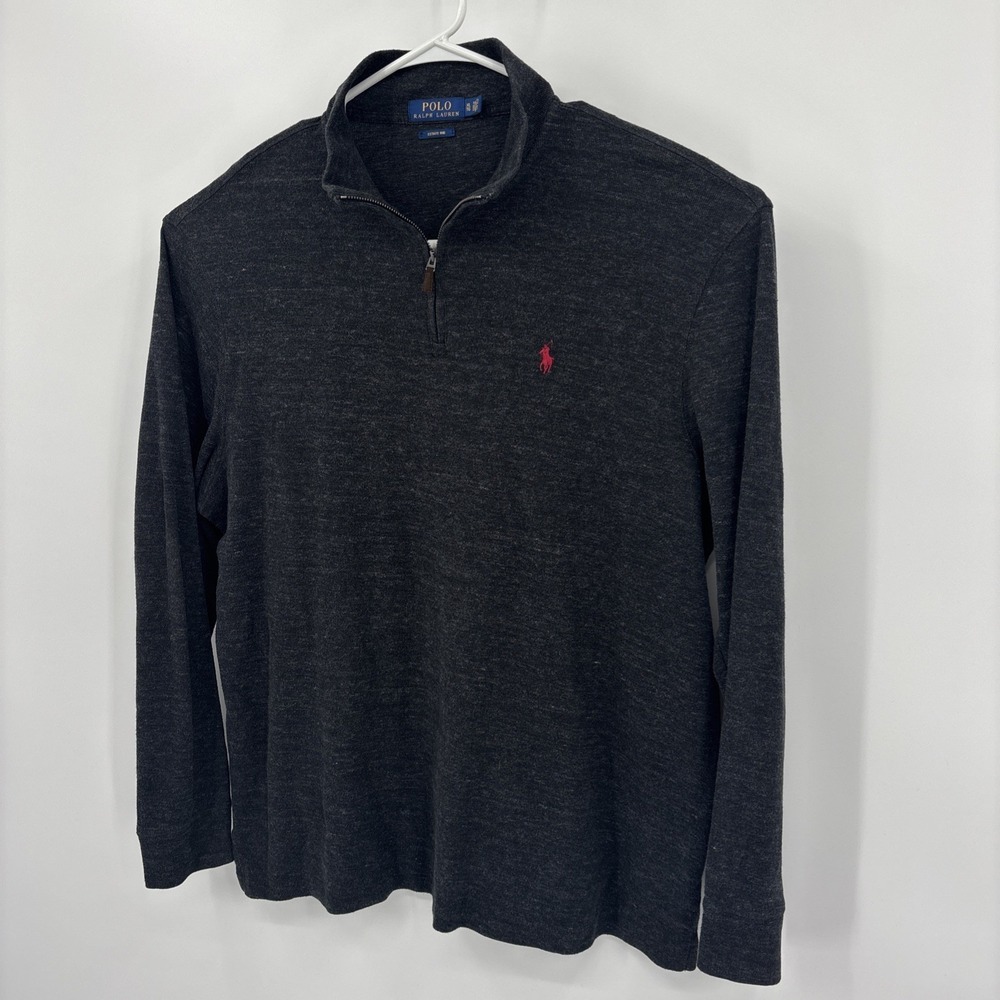Polo Ralph Lauren Mens Estate Rib Quarter Zip Heather Black Gray Size XL - Picture 4 of 9
